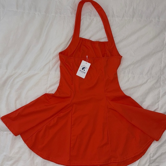Orange Halter Mini Dress - Picture 7 of 9